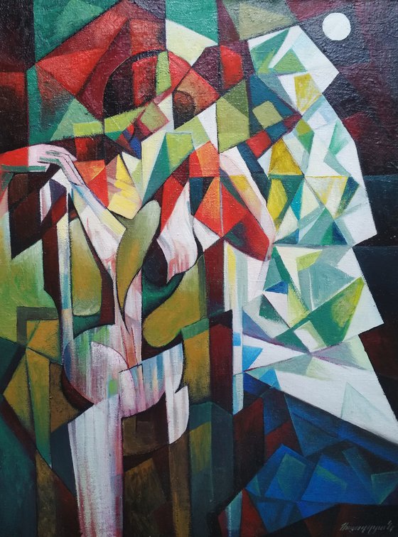 At the window (60x80cm,  oil painting, ready to hang)