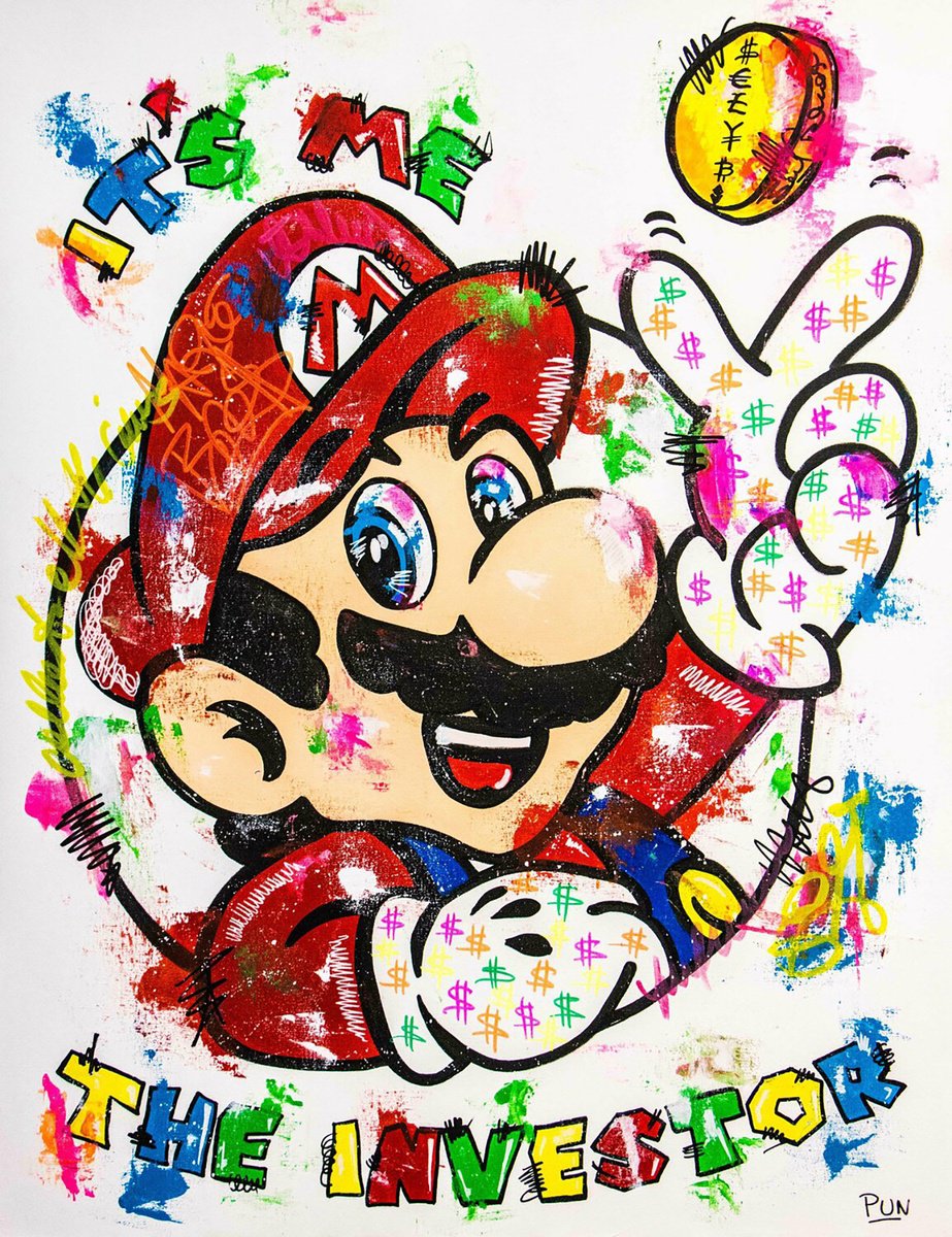 Urban And Pop Acrylic Painting , Its Me The Investor Ft. Mario Bros By Carlos Pun Art, 28 X 35, Artwork For Sale On Artfinder