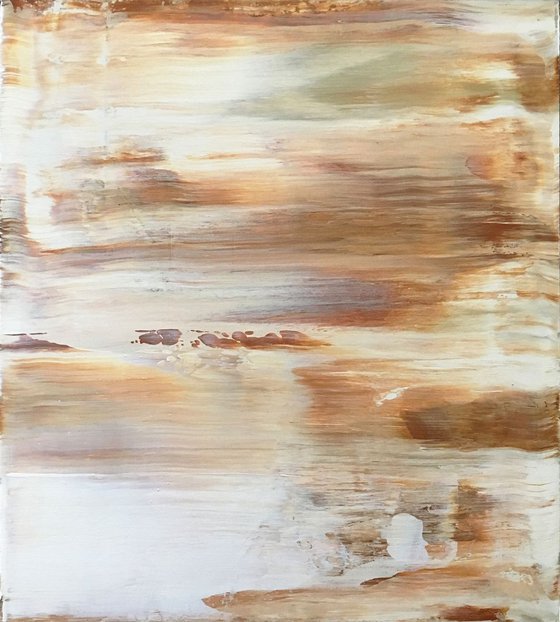 "Milk And Honey" - FREE USA SHIPPING - Original PMS Abstract Acrylic Painting On Wood Panel - 14.5" x 16"