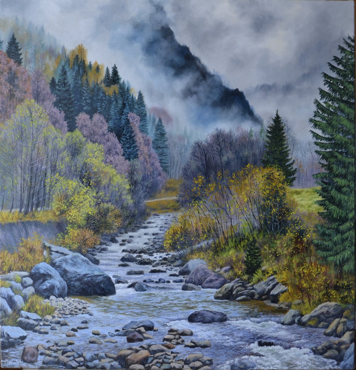 Photorealistic Oil Painting , Whispers In The Fog By Andrii Lysenko, 30 X 31, Artwork For Sale On Artfinder