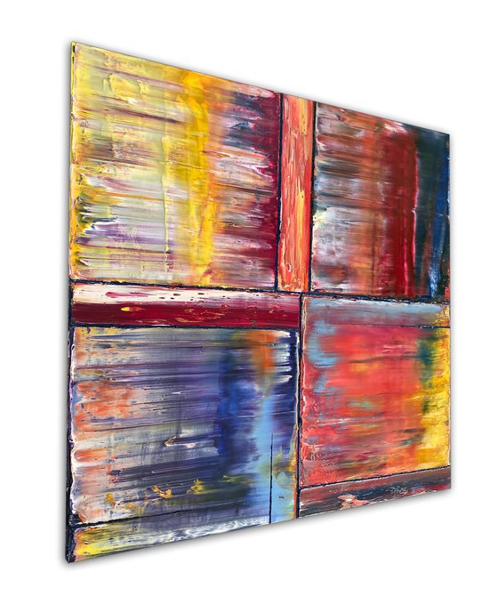 "Birds Of A Feather" - Save As A Series - Original PMS Abstract Diptych Oil Paintings On Plexiglass, Framed - 52" x 26"