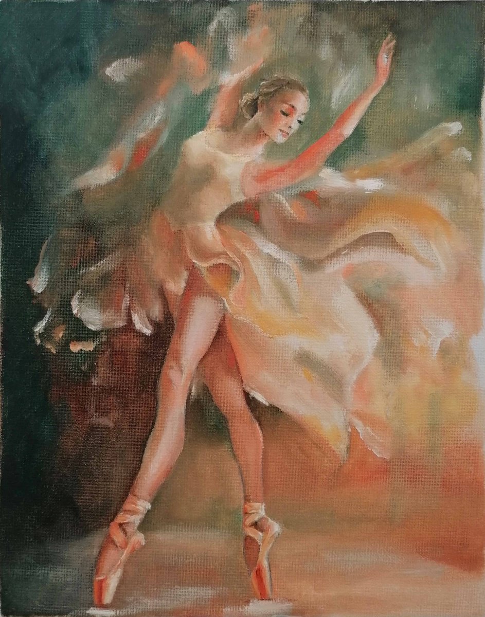 Impressionistic Portrait Oil Painting By Susana Z. Harris, 9 X 12", Ballet Dancer 25-3, Original Artwork