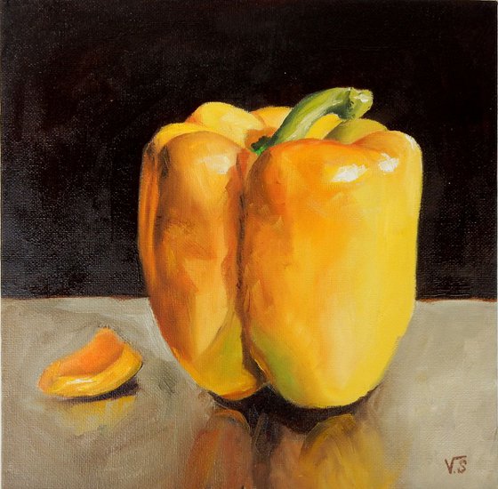 Yellow paprika. Still life, 25x25cm