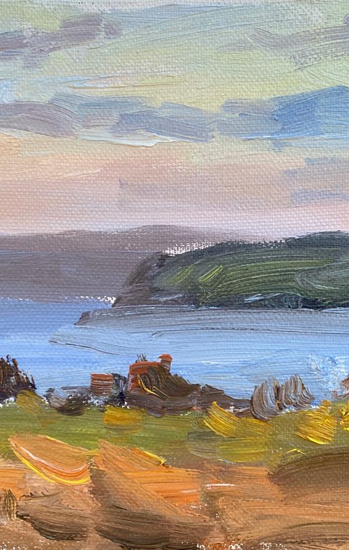 Sunset over blue river by Nataliia Nosyk