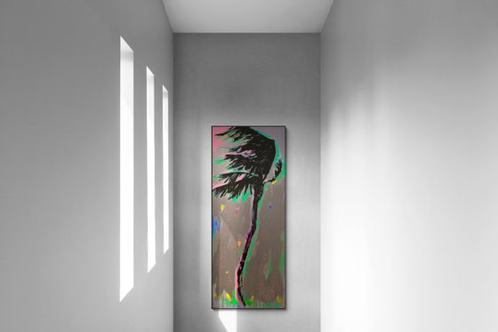 Large XXL artwork - "Pink rain" - Pop Art - Huge painting - Palm - Street Art - Miami