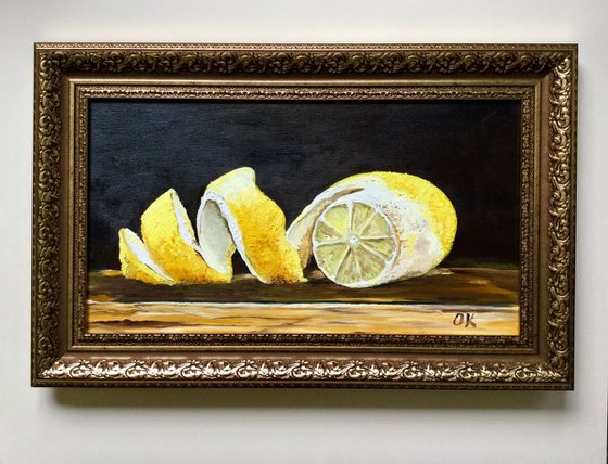 Peeled lemons. Still life