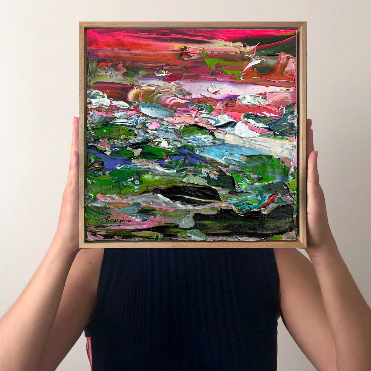 Organic Abstract Acrylic Painting By Tatiana Georgieva, 13 X 13", 