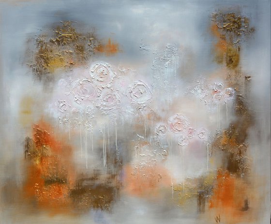 Abstract art -  ENCHANTED RICH GARDEN OF ROSES - LARGE FLORAL ABSTRACT