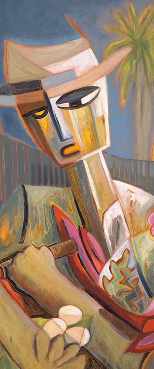 Echoes of Havana Man with Rooster by Dania Sierra