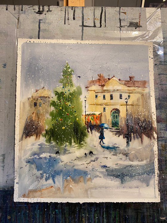 Sold Watercolor “Christmas is coming” perfect gift