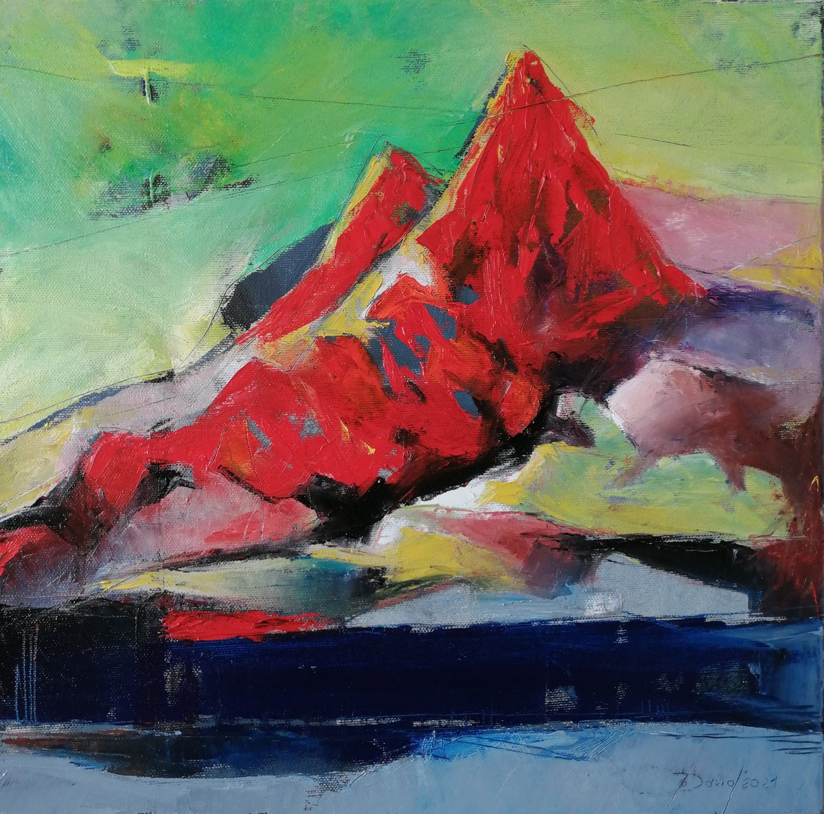 Expressionistic mountain landscape by Olga David