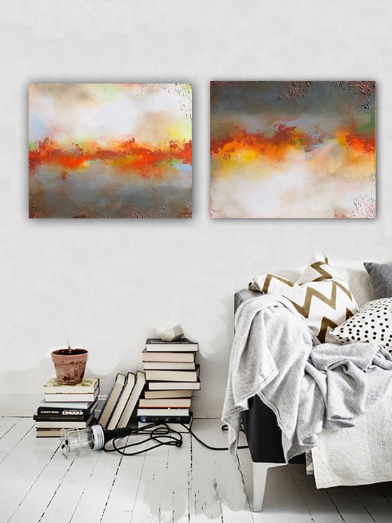 sunrise and setting (2 artworks 50 x 60 cm each) Dee Brown Artworks