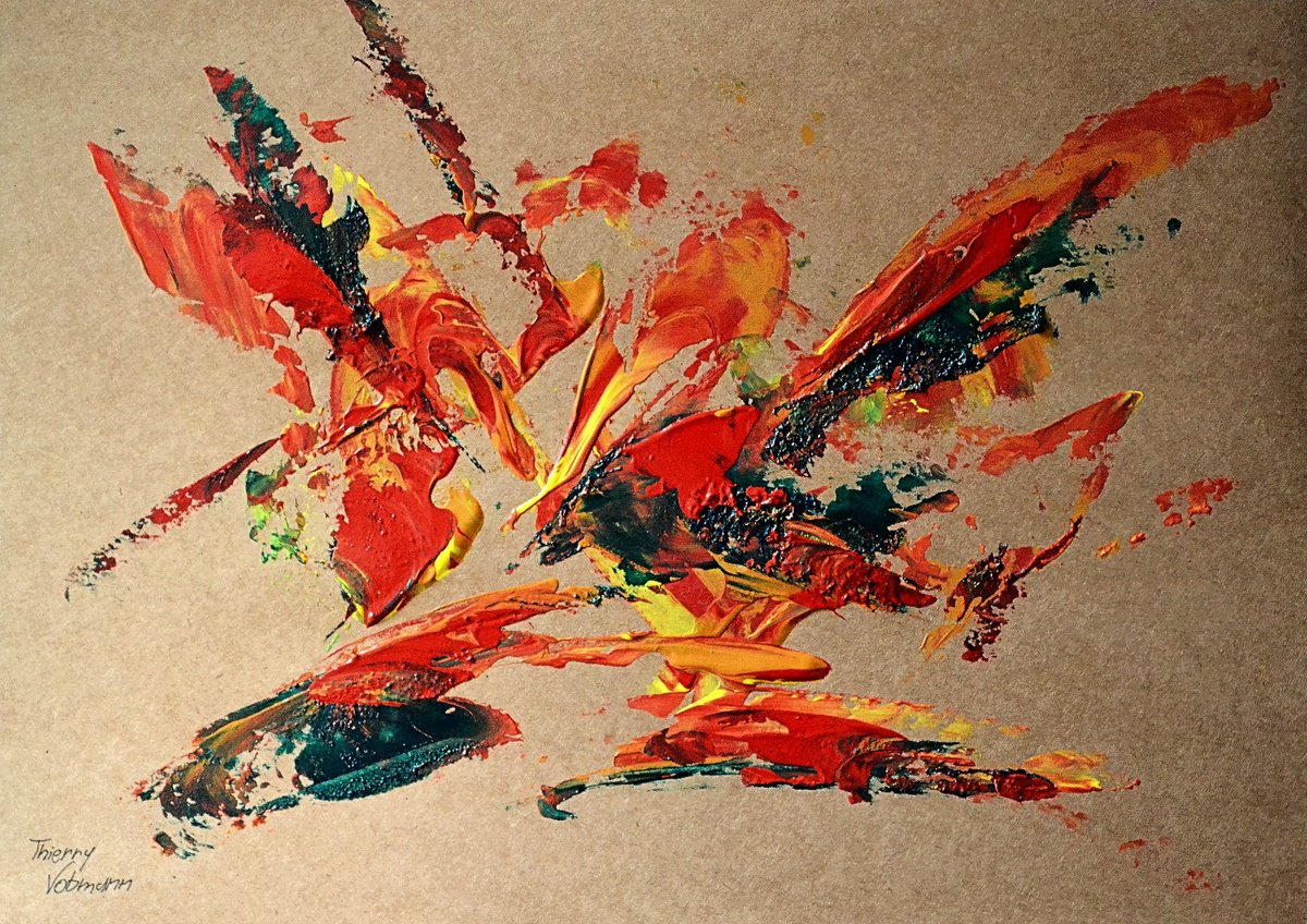 Abstract Acrylic Painting By Thierry Vobmann. Abstract ., 17 X 12", Natural Style 14, Original Artwork