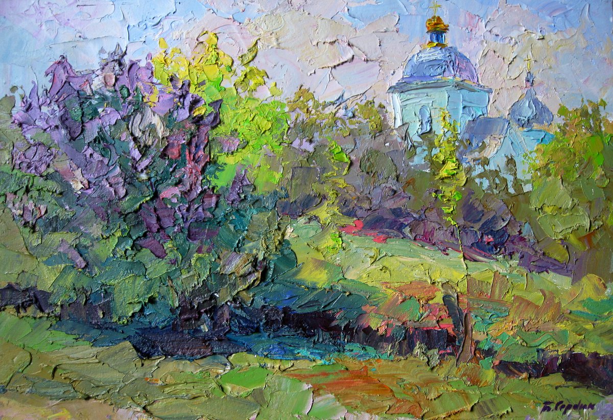 Oil painting Lilac bush by Boris Serdyuk