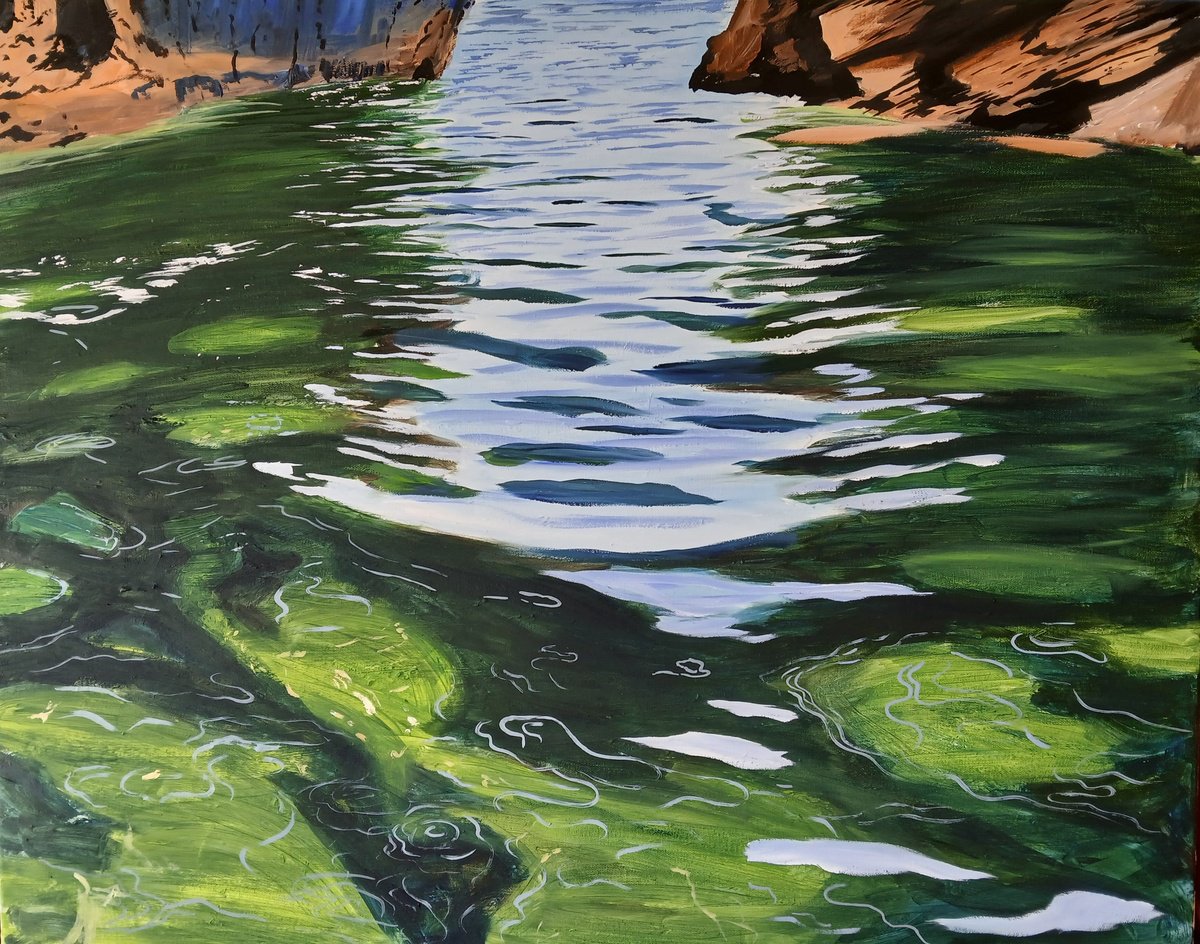 Photorealistic Landscape Oil Painting By Cathal Gallagher, 30 X 24, Emerald Tide, Original Artwork