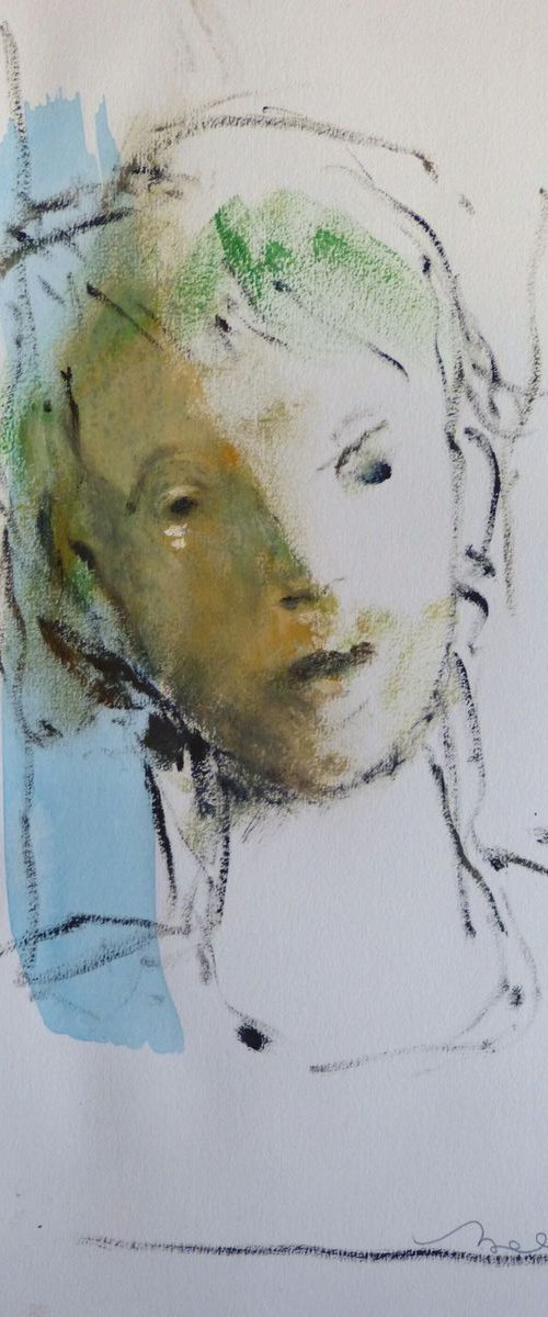 Portrait 18C33, oil on paper 41x29 cm by Frederic Belaubre