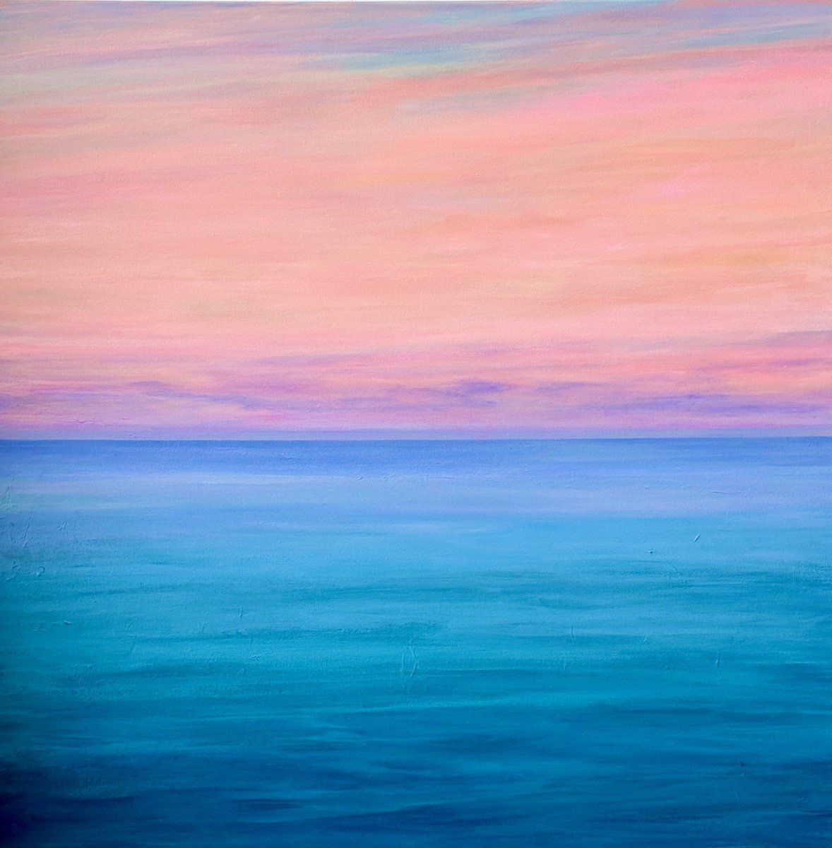 Abstract Landscape Acrylic Painting By Benna Holden, 36 X 36, Perfect Ending, Original Artwork