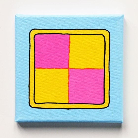 Battenberg Cake Pop Art Painting On Miniature Canvas