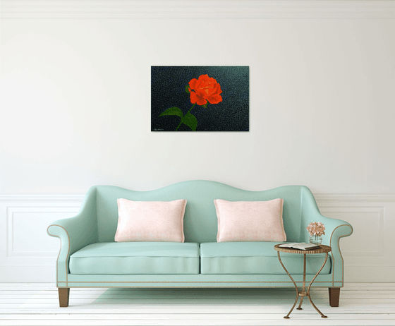 Diamond Rain - Red Rose in Rain abstract painting; home, office decor; gift idea