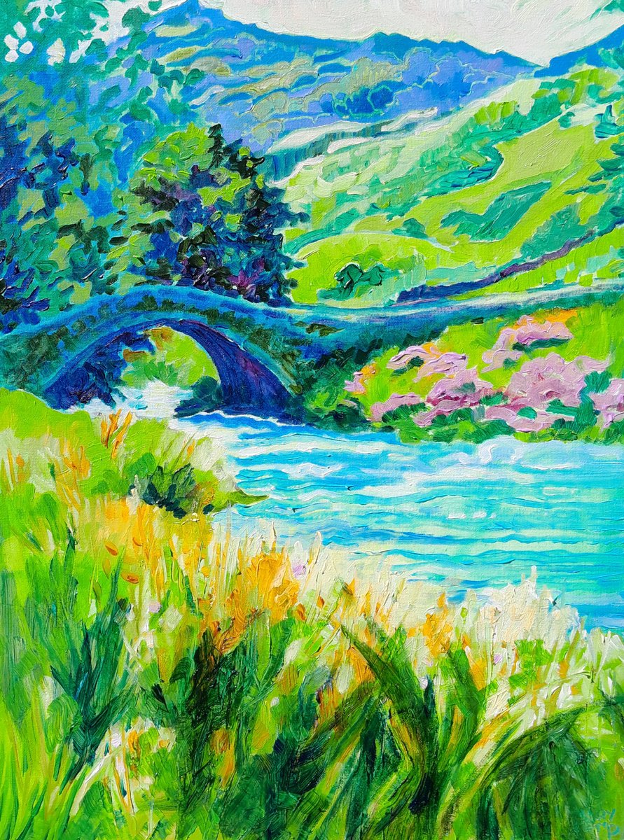 Over The Bridge - Lake District Landscape By Mary Kemp, 12 X 16, Artwork For Sale On Artfinder