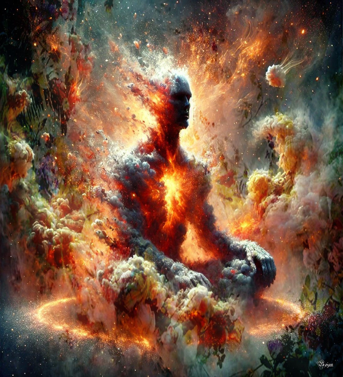 Illustrative Portrait Photograph By Bojan Jevtic, 39 X 43, When The Heart Speaks, Original Artwork