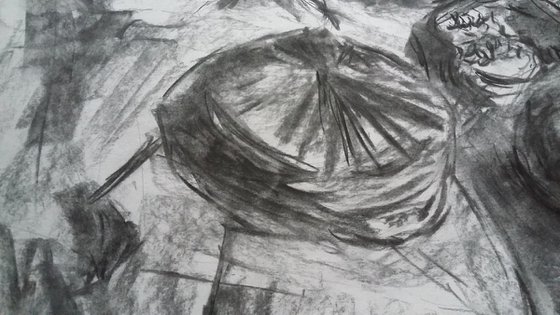 Still life abstract. Original charcoal drawing.