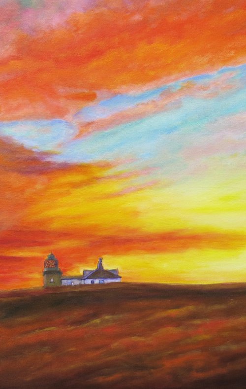 Lighthouse and Sunset by Maureen Greenwood