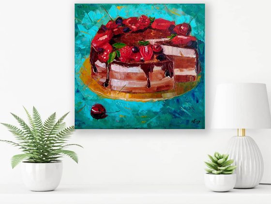 Chocolate cake with berries