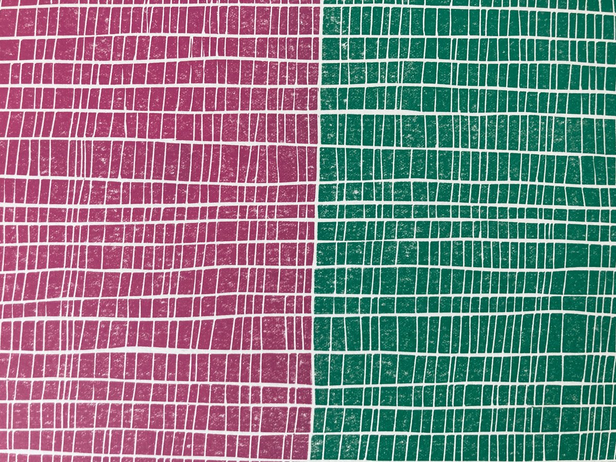 Geometric Abstract Linocut By Agata Kycia, 20 X 14, About To Compromise, Original Artwork