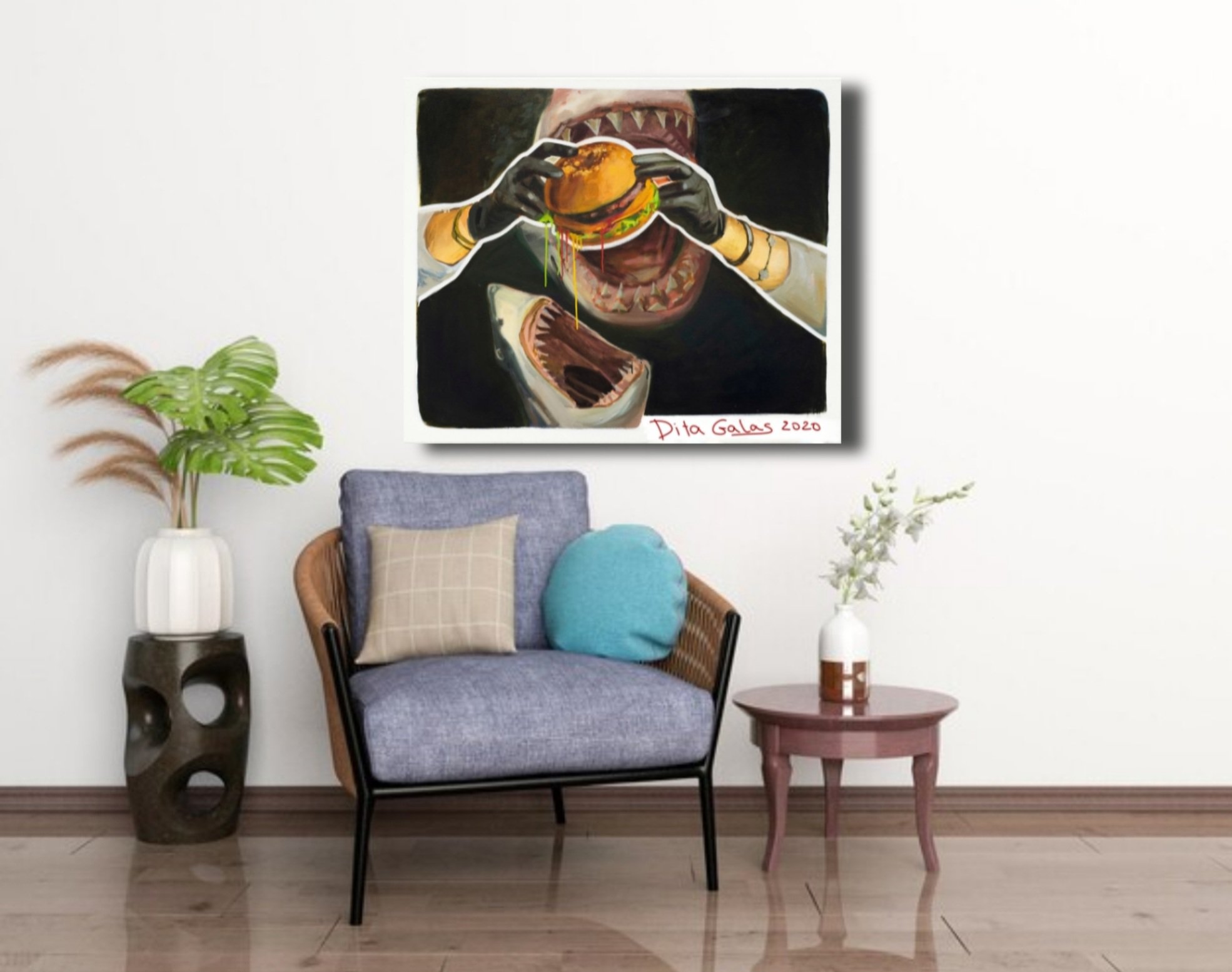 Impressionistic Animal Oil Painting By Dita Galas, 47 X 39, Pleasure, Original Artwork