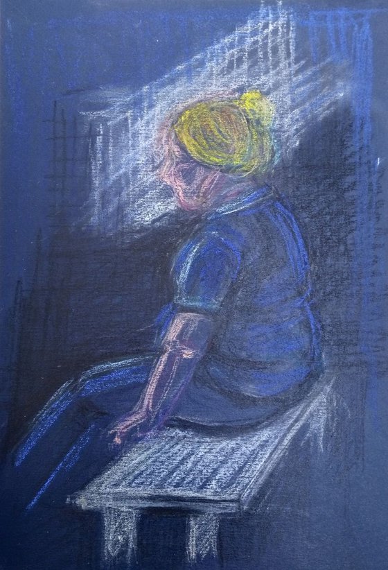 woman in blue