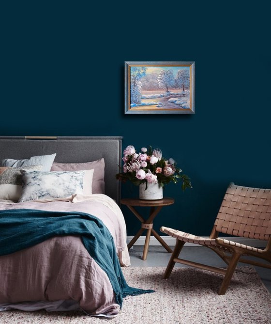 Winter dawn in the forest