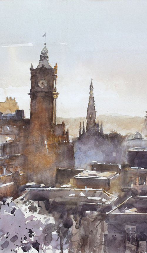 Edinburgh 2 70x50cm by Goran Žigolić Watercolors