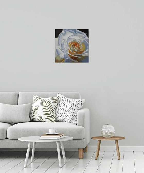 "Glowing."  rose flower  liGHt original painting  GIFT (2021)