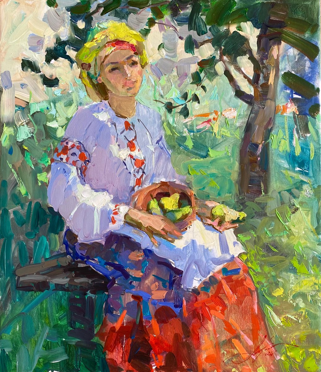 Impressionistic Portrait Oil Painting By Oleksii Chebotaru, 24 X 28", Ukrainian Girl, Original Artwork