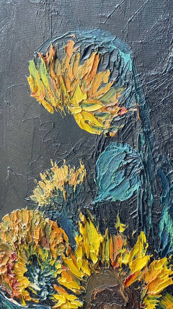 Sunflowers in white vase