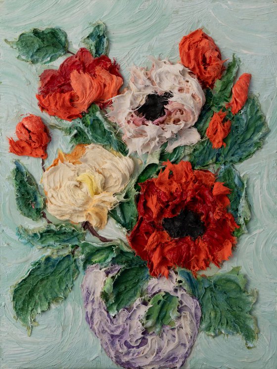 Floral Bas-Relief 3D Floral