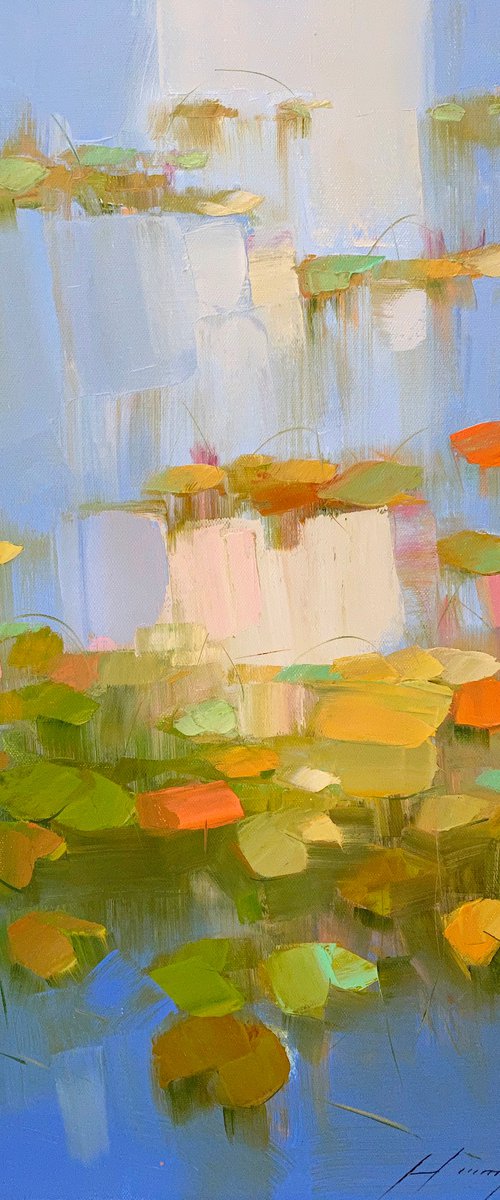 Waterlilies, Original oil painting, Handmade artwork, One of a kind by Vahe Yeremyan