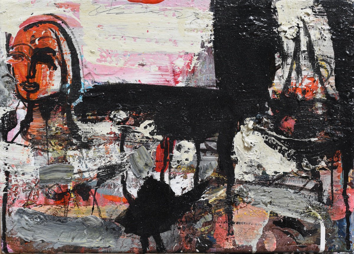 Expressive Abstract Acrylic Painting By Eduard Belsky, 14 X 10, Holy Evening, Original Artwork