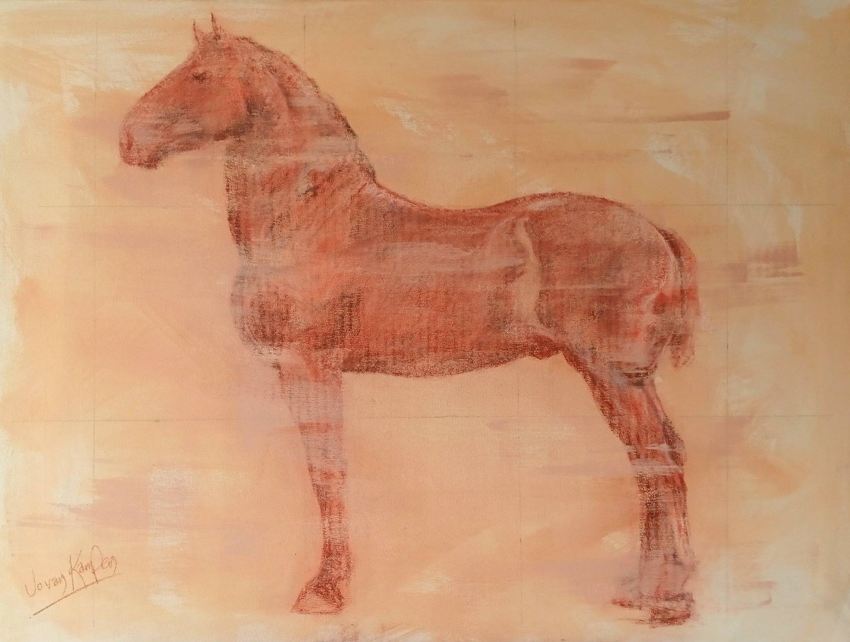 Expressive Pastel Drawing , Percheron Stallion Study By Jo Van Kampen, 31 X 24, Artwork For Sale On Artfinder