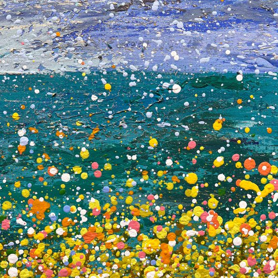 Path to the sea Flower fields Ocean landscape Summer flowers Dunes Seascape