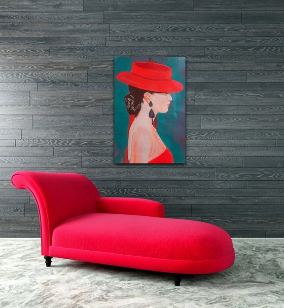 Lady in red / 70 x 47 cm