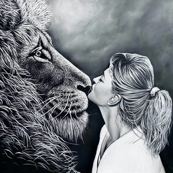 "Lady with a Lion" - COMMISSION painting