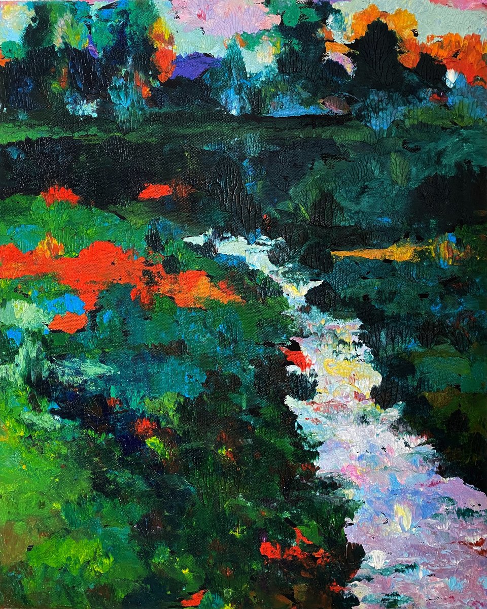 Expressive Painting , Into The Wild - Abstract Scape By Alfia Koral, 16 X 20, Artwork For Sale On Artfinder