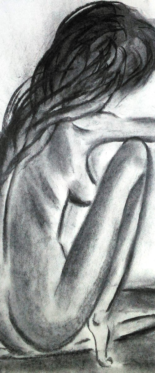 Female Nude charcoal artwork by Halyna Kirichenko