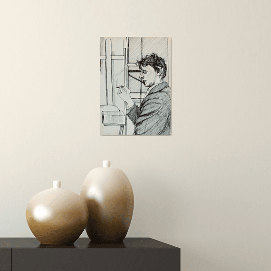 The Artist smoking and reading