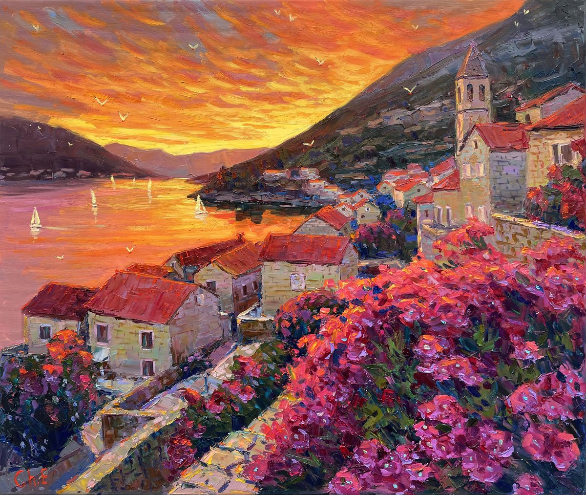 Sunset By Evgeny Chernyakovsky, 27 X 24, Artwork For Sale On Artfinder
