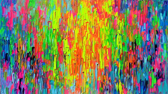 55x31.5'' Large Ready to Hang Abstract Painting - XXXL Huge Colourful Modern Abstract Big Painting, Large Colorful Painting - Ready to Hang, Hotel and Restaurant Wall Decoration, Happy Gypsy Dance 2