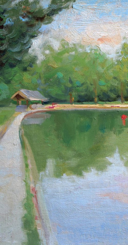 Paris France impressionism boating lake in park Bois de Boulogne by Gav Banns