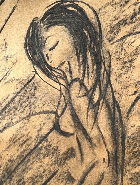 Female Nude Charcoal Drawing